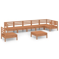 vidaXL Juego muebles de jardín 8 pzas madera pino maciza marrón miel