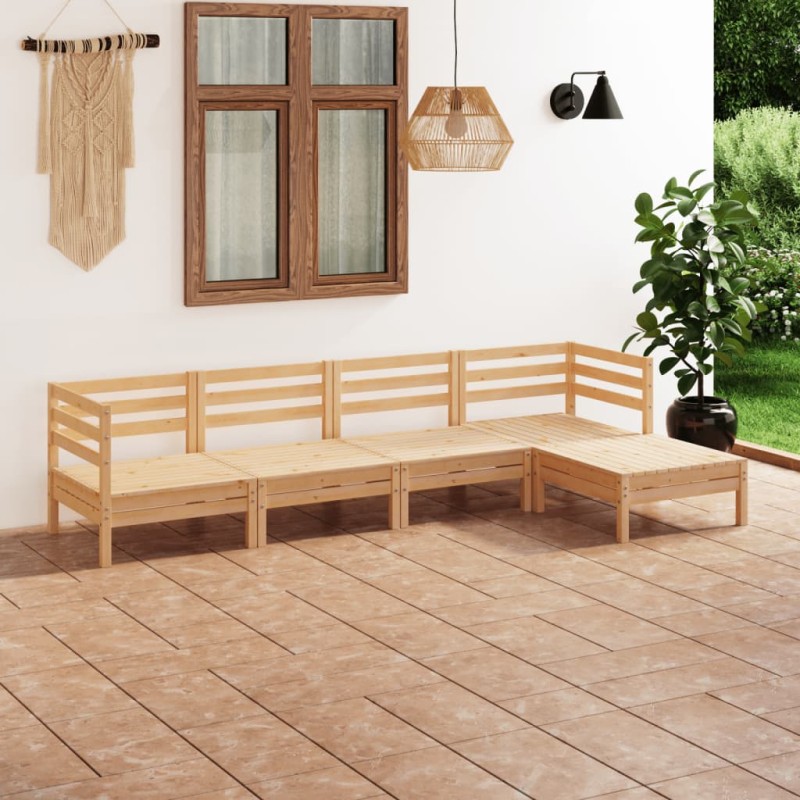 vidaXL Juego de muebles de jardín 5 piezas madera maciza pino vidaXL Juego de muebles de jardín 5 piezas madera maciza pino
