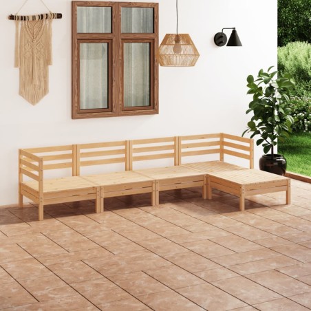 vidaXL Juego de muebles de jardín 5 piezas madera maciza pino