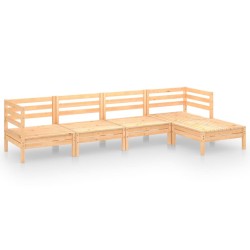 vidaXL Juego de muebles de jardín 5 piezas madera maciza pino
