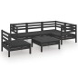 vidaXL Juego de muebles de jardín 6 pzas madera de pino maciza negro vidaXL Juego de muebles de jardín 6 pzas madera de pino maciza negro