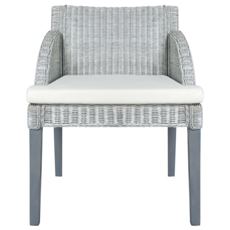 vidaXL Silla de comedor con cojín ratán natural gris