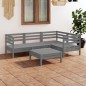 vidaXL Juego de muebles de jardín 5 piezas madera maciza de pino gris