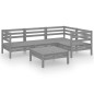 vidaXL Juego de muebles de jardín 5 piezas madera maciza de pino gris