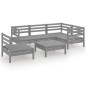 vidaXL Juego de muebles de jardín 6 piezas madera de pino maciza gris