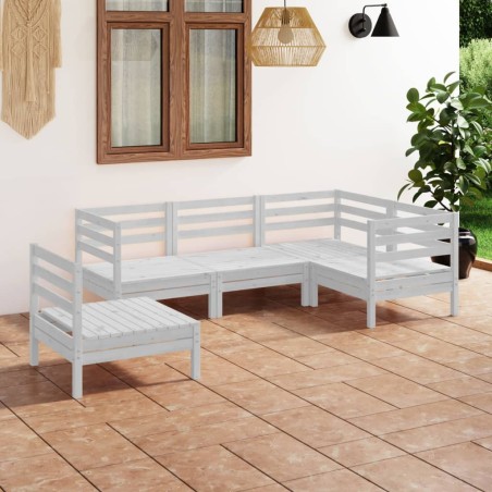 vidaXL Juego de muebles de jardín 5 piezas madera maciza pino blanco