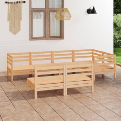vidaXL Juego de muebles de jardín 7 piezas madera maciza pino