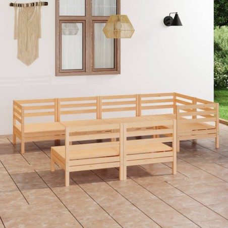 vidaXL Juego de muebles de jardín 7 piezas madera maciza pino