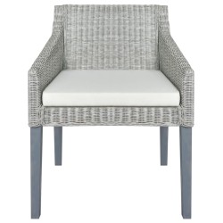 vidaXL Silla de comedor con cojín ratán natural gris