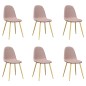 vidaXL Sillas de comedor 6 unidades terciopelo rosa vidaXL Sillas de comedor 6 unidades terciopelo rosa