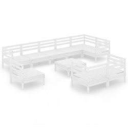 vidaXL Juego de muebles de jardín 10 piezas madera maciza pino blanco