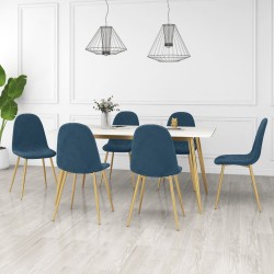 vidaXL Sillas de comedor 6 unidades terciopelo azul