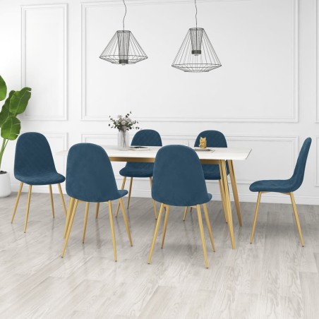 vidaXL Sillas de comedor 6 unidades terciopelo azul