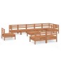 vidaXL Juego muebles de jardín 10 pzas madera maciza pino marrón miel vidaXL Juego muebles de jardín 10 pzas madera maciza pino marrón miel