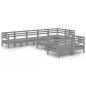 vidaXL Juego de muebles de jardín 9 piezas madera maciza de pino gris vidaXL Juego de muebles de jardín 9 piezas madera maciza de pino gris