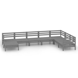 vidaXL Juego de muebles de jardín 8 piezas madera maciza de pino gris