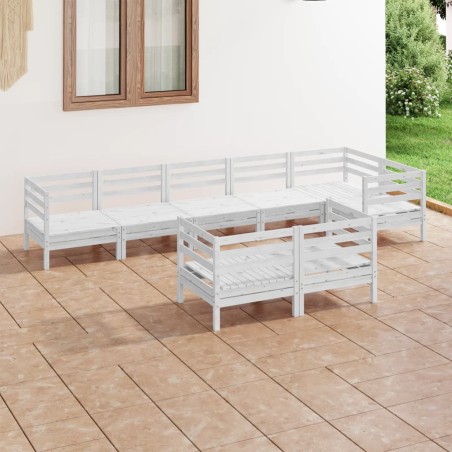 vidaXL Juego de muebles de jardín 8 piezas madera maciza pino blanco