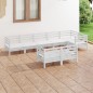 vidaXL Juego de muebles de jardín 8 piezas madera maciza pino blanco vidaXL Juego de muebles de jardín 8 piezas madera maciza pino blanco