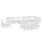 vidaXL Juego de muebles de jardín 10 piezas madera maciza pino blanco vidaXL Juego de muebles de jardín 10 piezas madera maciza pino blanco