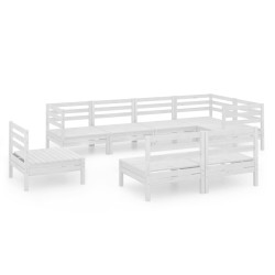 vidaXL Juego de muebles de jardín 8 piezas madera maciza pino blanco