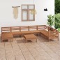 vidaXL Juego muebles de jardín 9 pzas madera maciza pino marrón miel vidaXL Juego muebles de jardín 9 pzas madera maciza pino marrón miel