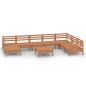 vidaXL Juego muebles de jardín 9 pzas madera maciza pino marrón miel vidaXL Juego muebles de jardín 9 pzas madera maciza pino marrón miel