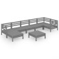 vidaXL Juego de muebles de jardín 8 piezas madera maciza de pino gris vidaXL Juego de muebles de jardín 8 piezas madera maciza de pino gris