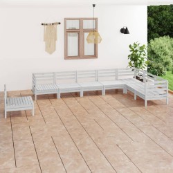 vidaXL Juego de muebles de jardín 8 piezas madera maciza pino blanco
