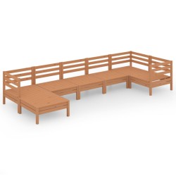 vidaXL Juego muebles de jardín 7 pzas madera maciza pino marrón miel