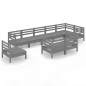 vidaXL Juego de muebles de jardín 9 piezas madera maciza de pino gris