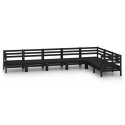 vidaXL Juego de muebles de jardín 7 pzas madera maciza de pino negro