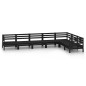 vidaXL Juego de muebles de jardín 7 pzas madera maciza de pino negro