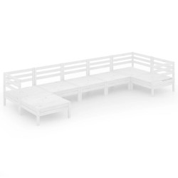 vidaXL Juego de muebles de jardín 7 piezas madera maciza pino blanco