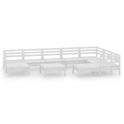 vidaXL Juego de muebles de jardín 10 piezas madera maciza pino blanco