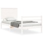 vidaXL Estructura de cama individual con cabecero madera maciza blanco vidaXL Estructura de cama individual con cabecero madera maciza blanco