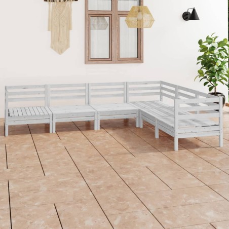 vidaXL Juego de muebles de jardín 6 piezas madera maciza pino blanco