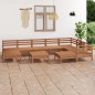 vidaXL Juego muebles de jardín 10 pzas madera maciza pino marrón miel vidaXL Juego muebles de jardín 10 pzas madera maciza pino marrón miel