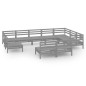 vidaXL Juego de muebles de jardín 10 piezas madera maciza de pino gris vidaXL Juego de muebles de jardín 10 piezas madera maciza de pino gris