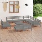 vidaXL Juego de muebles de jardín 12 piezas madera maciza de pino gris vidaXL Juego de muebles de jardín 12 piezas madera maciza de pino gris