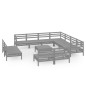 vidaXL Juego de muebles de jardín 12 piezas madera maciza de pino gris vidaXL Juego de muebles de jardín 12 piezas madera maciza de pino gris