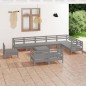 vidaXL Juego de muebles de jardín 11 piezas madera maciza de pino gris vidaXL Juego de muebles de jardín 11 piezas madera maciza de pino gris
