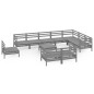 vidaXL Juego de muebles de jardín 11 piezas madera maciza de pino gris vidaXL Juego de muebles de jardín 11 piezas madera maciza de pino gris