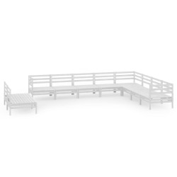vidaXL Juego de muebles de jardín 10 piezas madera maciza pino blanco