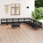 vidaXL Juego de muebles de jardín 10 pzas madera maciza de pino negro vidaXL Juego de muebles de jardín 10 pzas madera maciza de pino negro