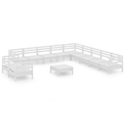 vidaXL Juego de muebles de jardín 12 piezas madera maciza pino blanco