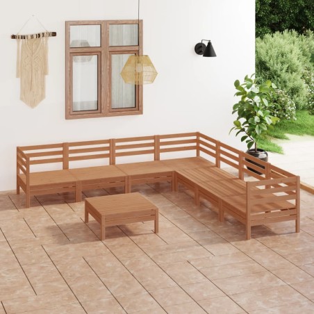 vidaXL Juego muebles de jardín 8 pzas madera maciza pino marrón miel