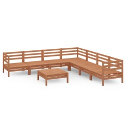 vidaXL Juego muebles de jardín 8 pzas madera maciza pino marrón miel