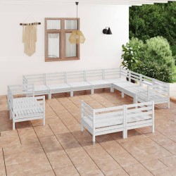 vidaXL Juego de muebles de jardín 12 piezas madera maciza pino blanco