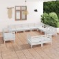 vidaXL Juego de muebles de jardín 12 piezas madera maciza pino blanco vidaXL Juego de muebles de jardín 12 piezas madera maciza pino blanco