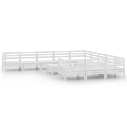 vidaXL Juego de muebles de jardín 12 piezas madera maciza pino blanco
